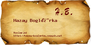Hazay Boglárka névjegykártya