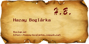 Hazay Boglárka névjegykártya